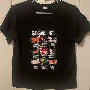 God says I am T-shirt, barnyard animals black